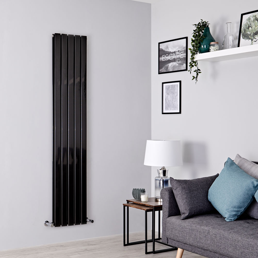 Milano Alpha - Black Vertical Double Designer Radiator 1780mm x 350mm