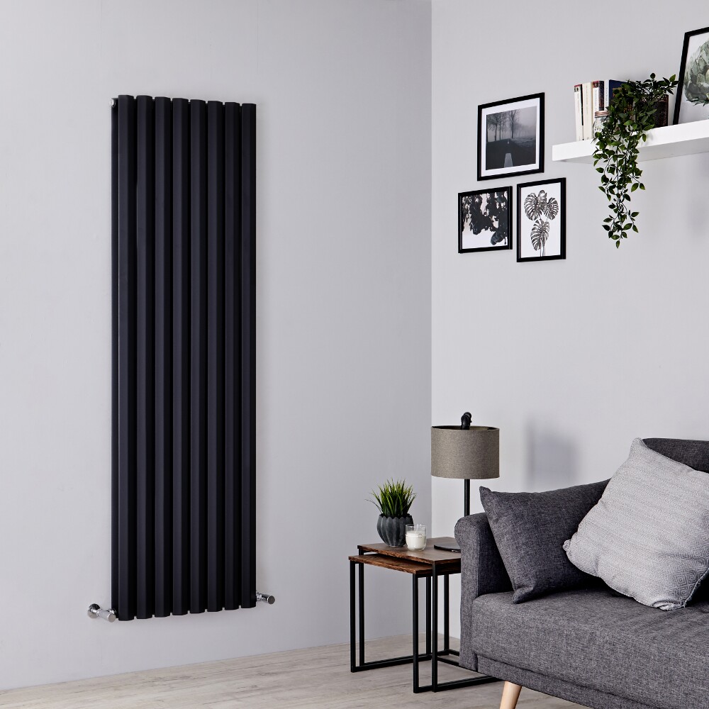 Milano Viti - Black Vertical Diamond Double Panel Designer Radiator 1780mm x 560mm