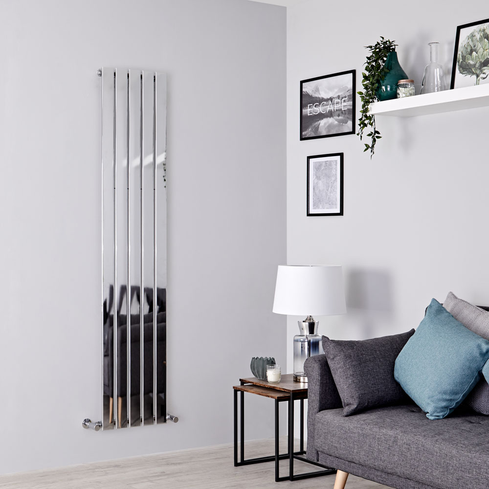 Milano Alpha - Chrome Vertical Slim Panel Designer Radiator 1800mm x 375mm