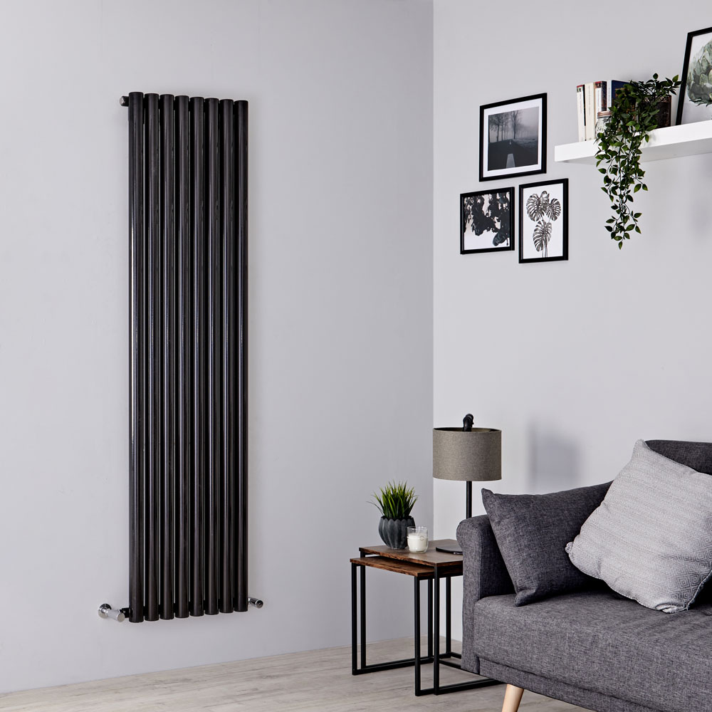 Milano Java - Black Vertical Round Tube Designer Radiator 1780mm x 472mm