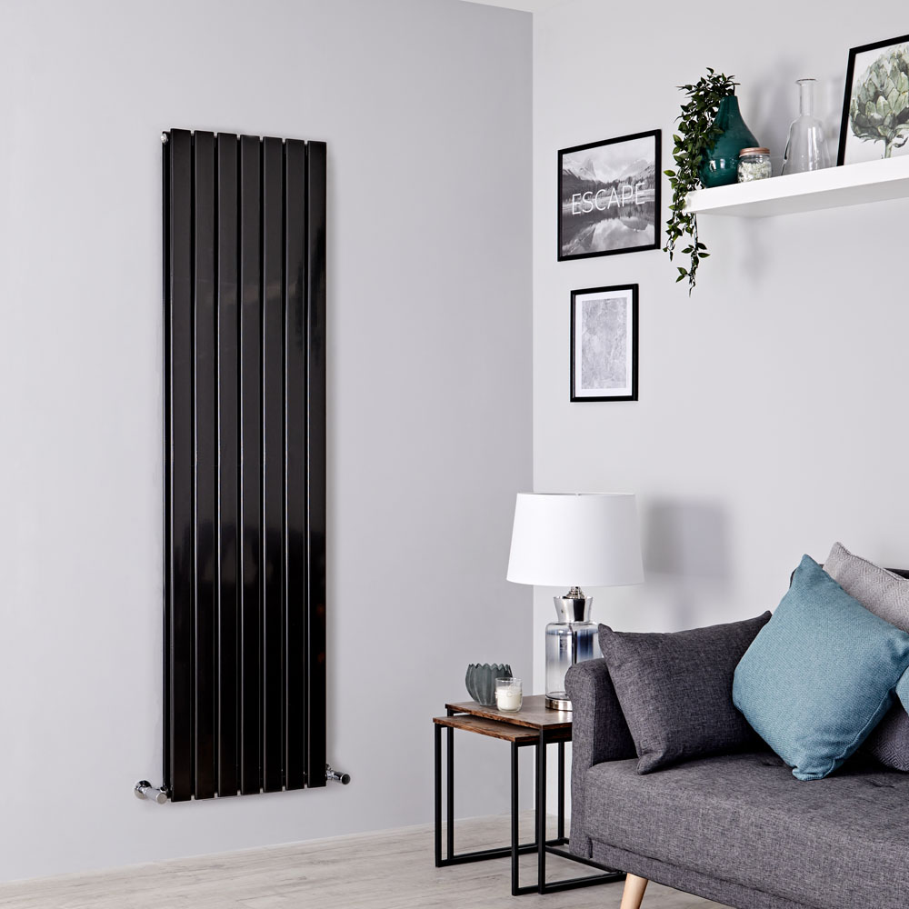 Milano Alpha - Black Vertical Double Designer Radiator 1780mm x 490mm