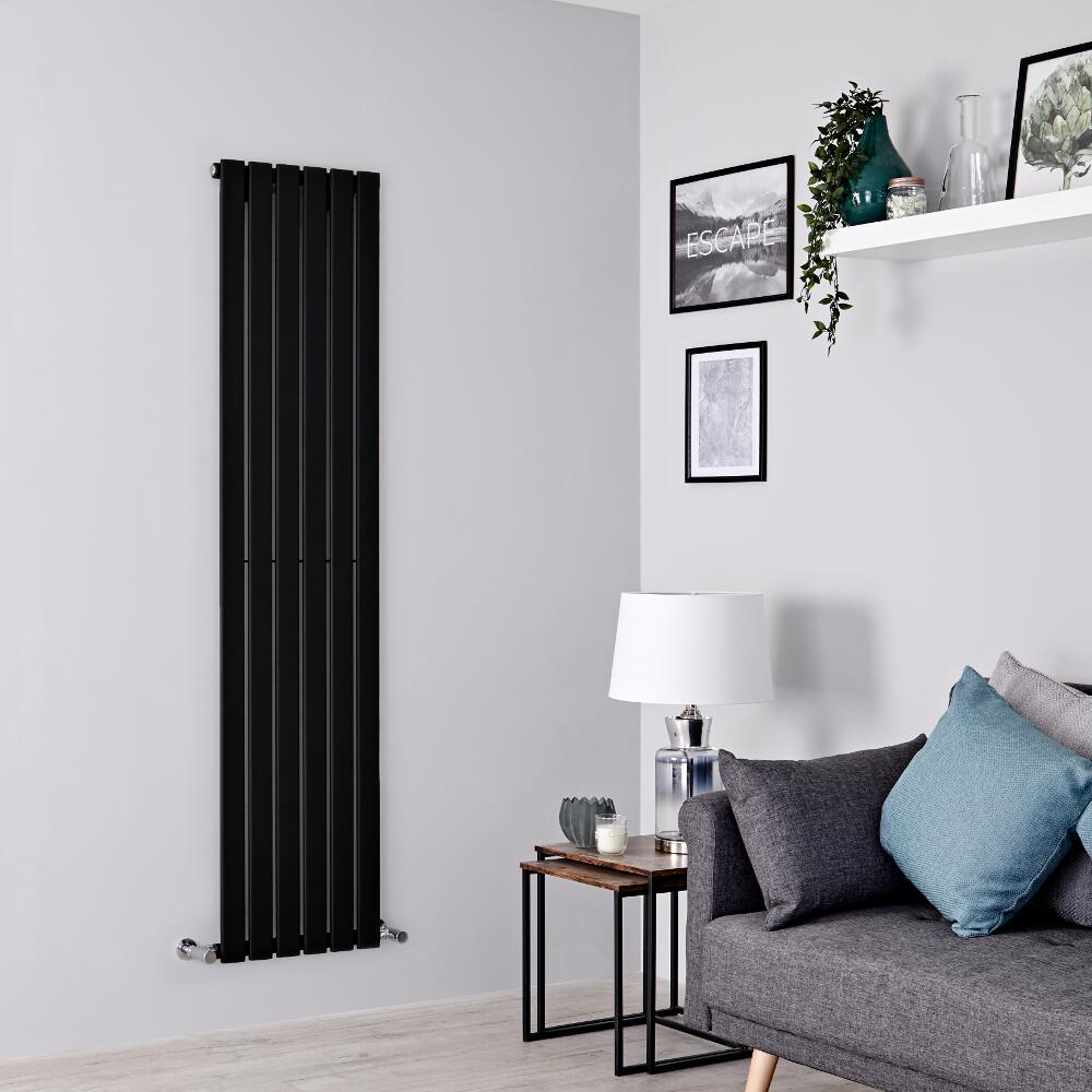 Milano Alpha - Black Vertical Single Designer Radiator 1780mm x 420mm