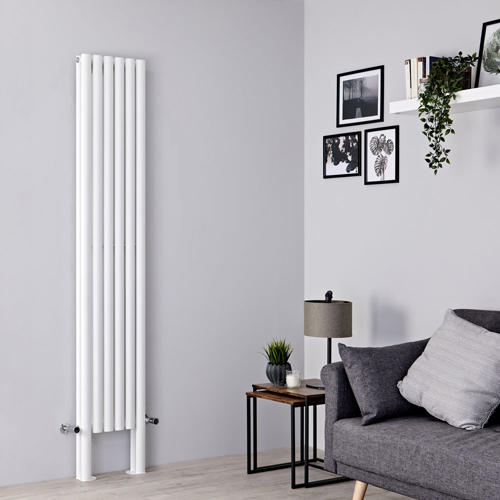 Milano Aruba Plus - White Vertical Designer Radiator with Feet 2000mm x 354mm (Double Panel)