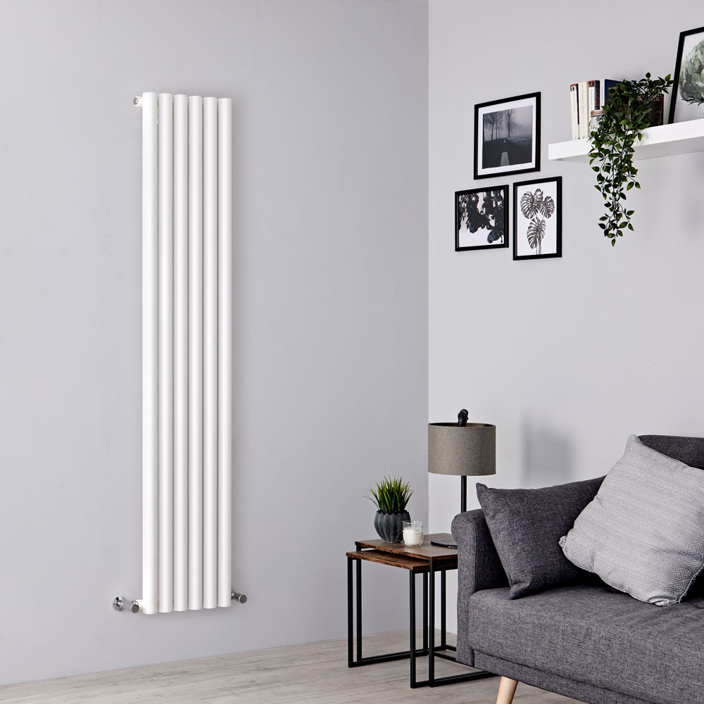 Milano Java - White Vertical Round Tube Designer Radiator 1780mm x 354mm