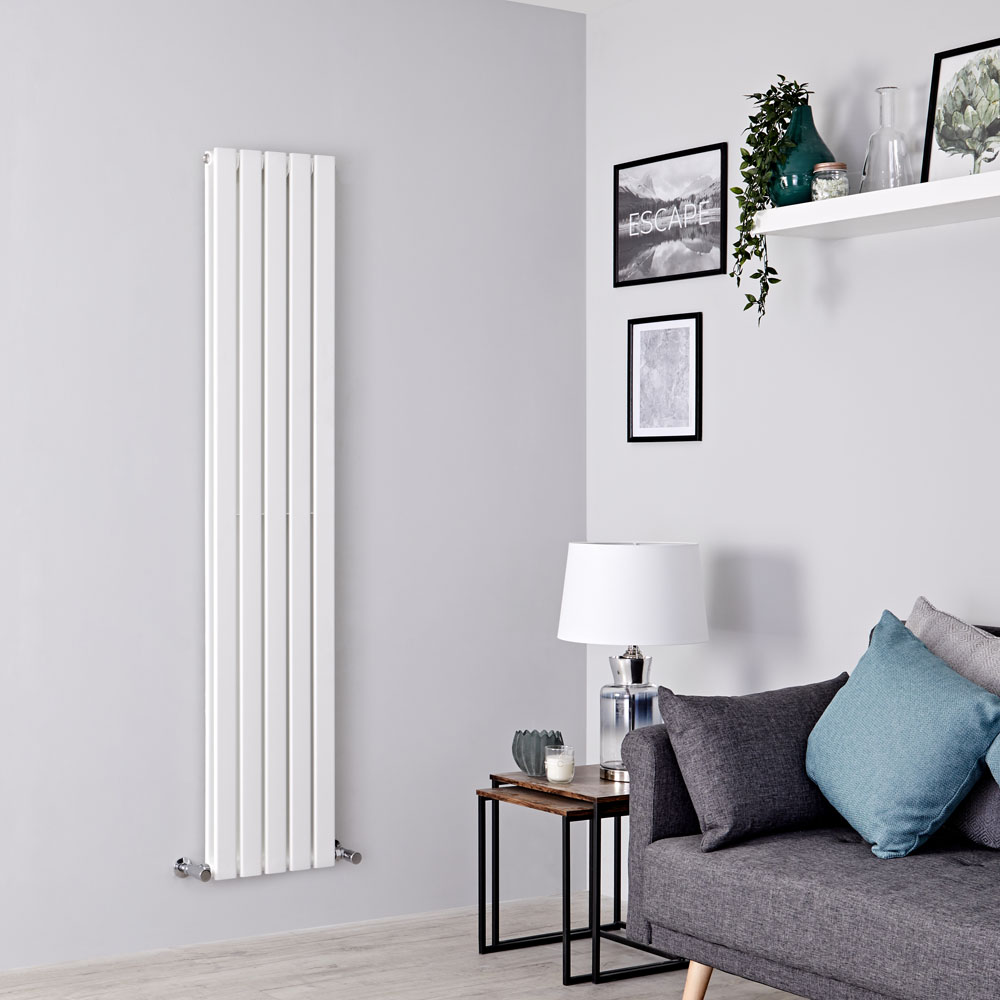 Milano Alpha - Slim White Double Panel Designer Vertical Radiator 1780mm x 350mm