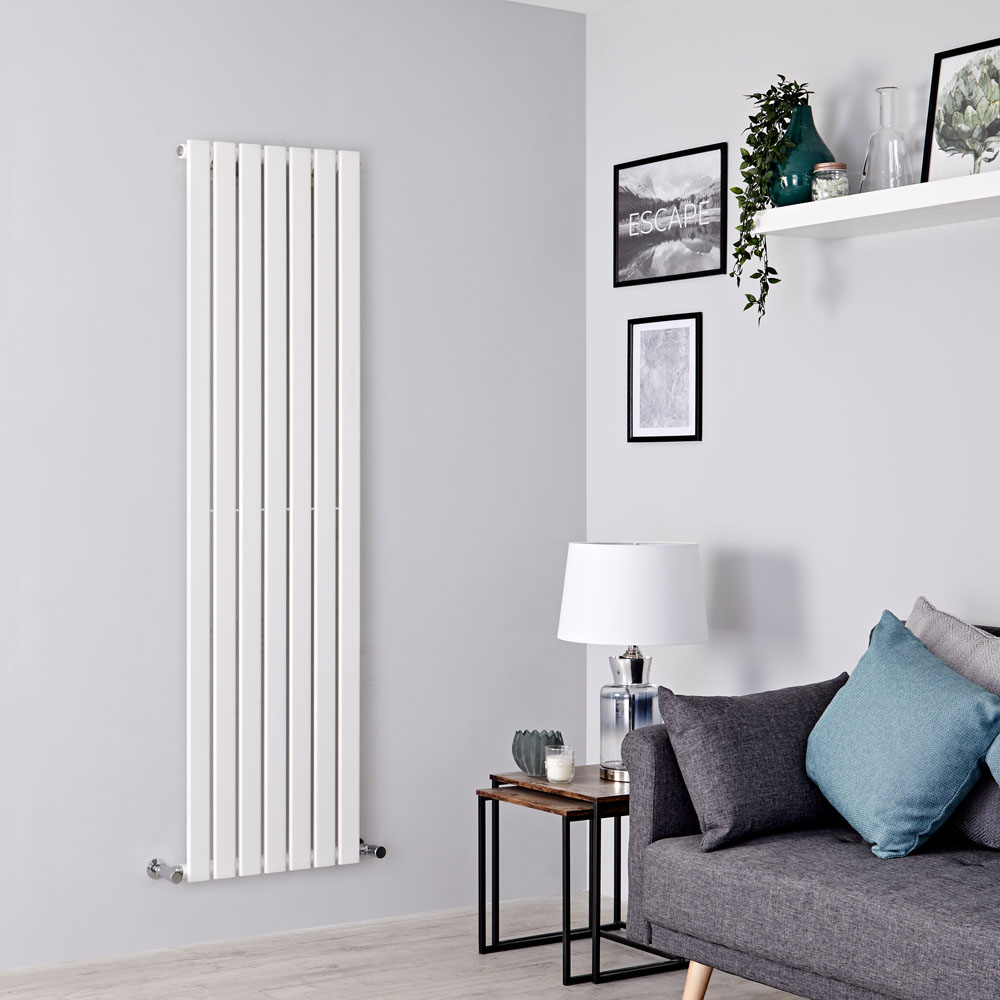 Milano Alpha - White Vertical Single Slim Panel Designer Radiator 1780mm x 490mm