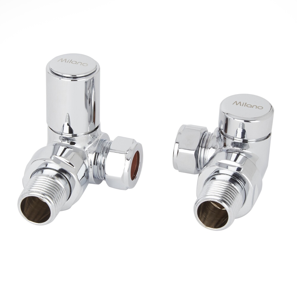 Milano Chrome Modern Radiator Valves - Corner Pair
