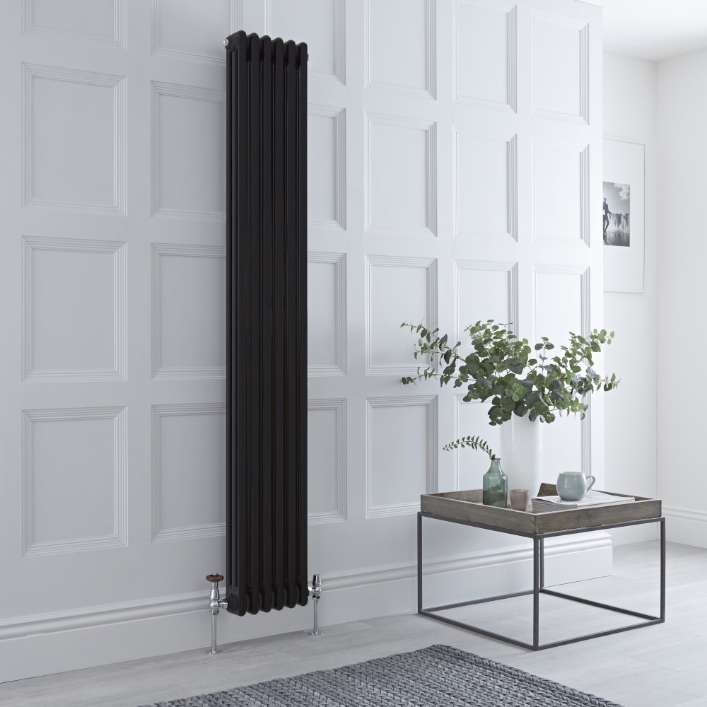 Milano Windsor - Vertical Triple Column Black Traditional Cast Iron Style Radiator - 1800mm x 290mm