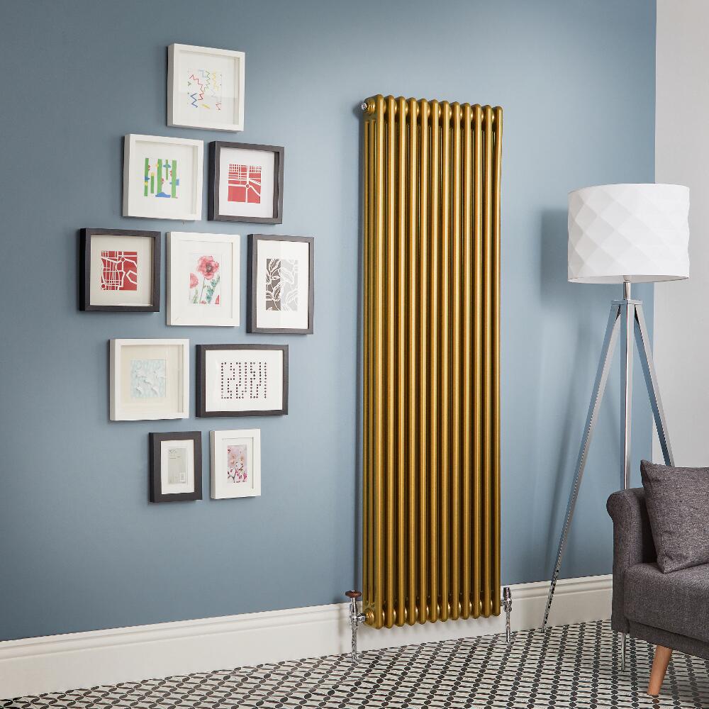 Milano Windsor - Metallic Gold Vertical Traditional Column Radiator (Triple Column) - Various Sizes