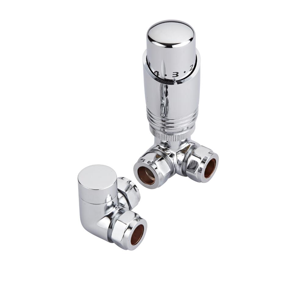Milano - Chrome Corner Valves with Chrome TRV