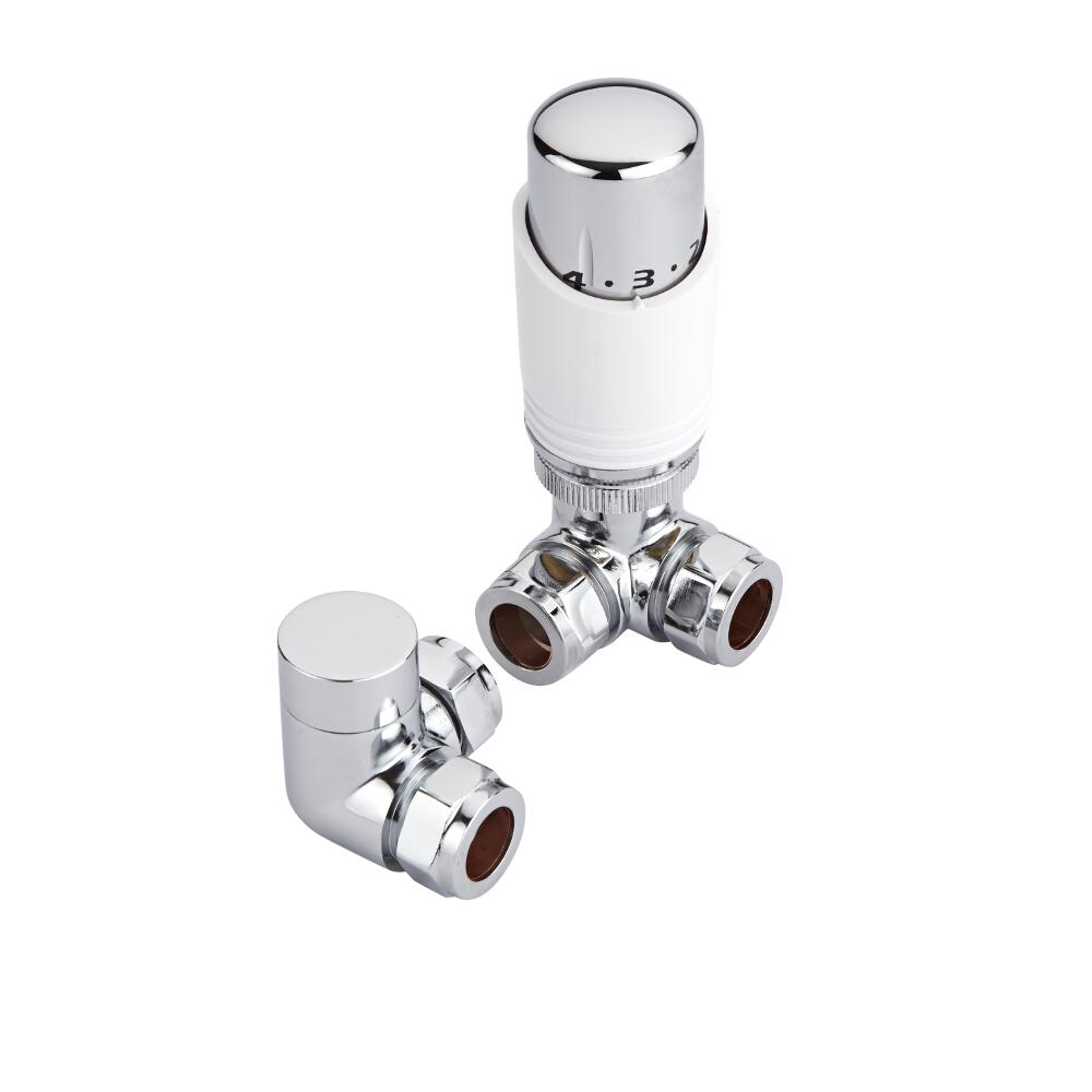 Milano - Chrome Corner Valves with White TRV