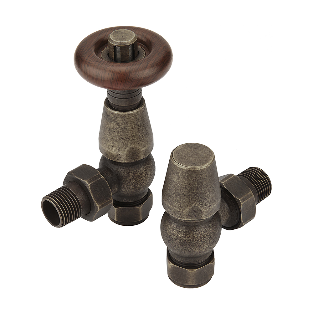 Milano Windsor - Traditional Thermostatic Angled Radiator Valves Pair
