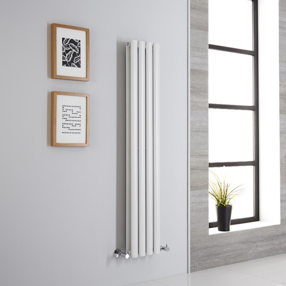 Milano Aruba - Modern White Vertical Designer Radiator 1400mm x 236mm (Double Panel)