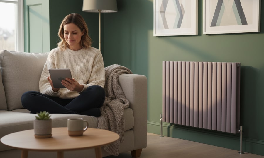 A padlock between mobile phones highlighting BestHeating’s commitment to safe transactions.