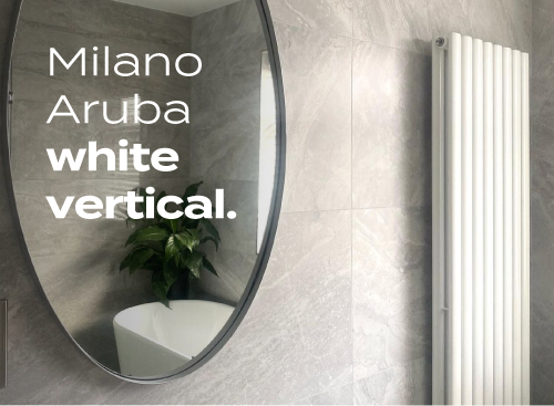 Tall white double panel Milano Aruba designer radiator in the home of avenue twenty1