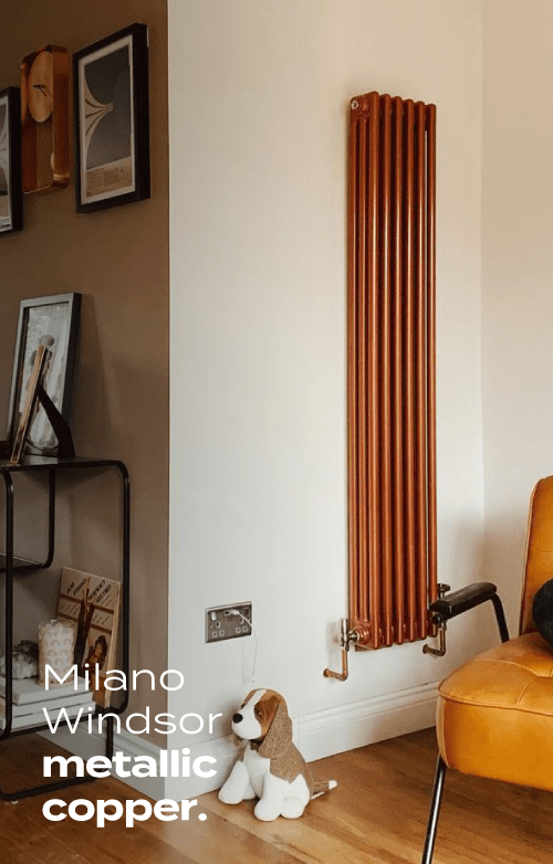 White Low Profile Milano Aruba designer radiator in the home of bamaluzhome