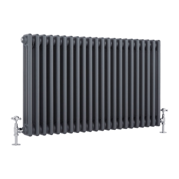 White horizontal double panel Milano Aruba designer radiator on a white background