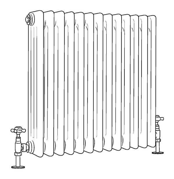 Line drawing of horizontal windsor radiator