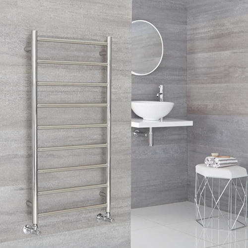 Milano Esk - Stainless Steel Chrome Flat Heated Towel Rail