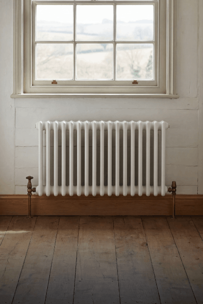 Low-profile radiator chosen for a small or compact room