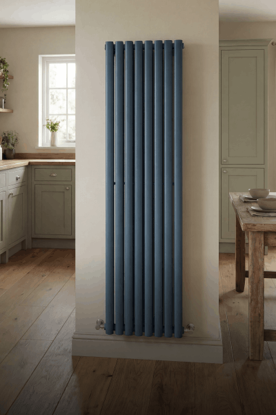 Compact radiator fitted into a modern kitchen layout