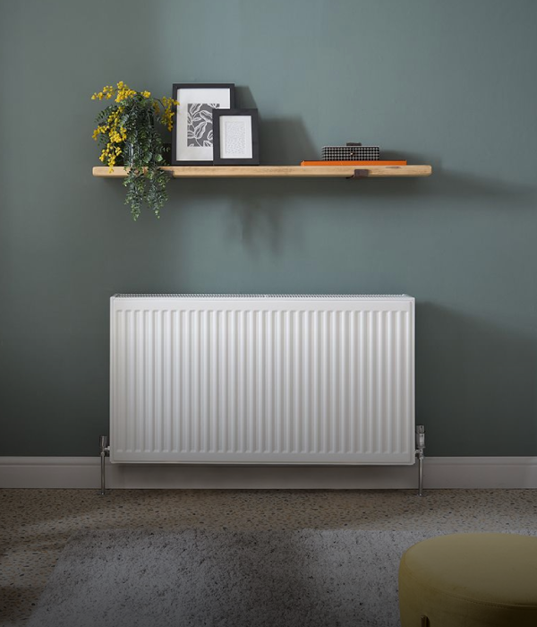 Panel radiator connected to a UK central heating system