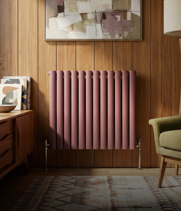 A coloured statement radiator in a bold interior finish